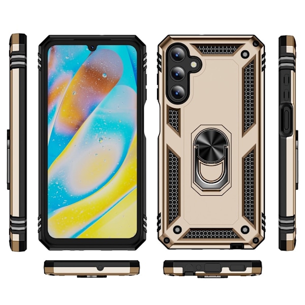 Samsung Galaxy A15 5G Skal Armor Ring Hybrid Guld