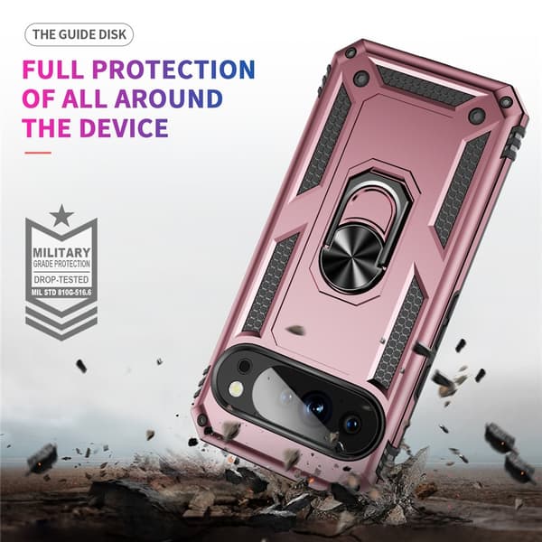 Google Pixel 10 / 10 Pro Skal Armor Ring Hybrid Roséguld