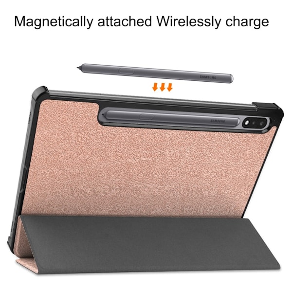 Samsung Galaxy Tab S9 Fodral Tri-Fold Läder Roséguld