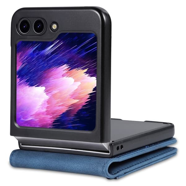 AZNS Galaxy Z Flip 6 / 7 FE Fodral Läder Blå