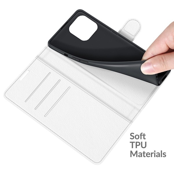 iPhone 13 Pro Max - Litchi Slim Läder Fodral - Vit