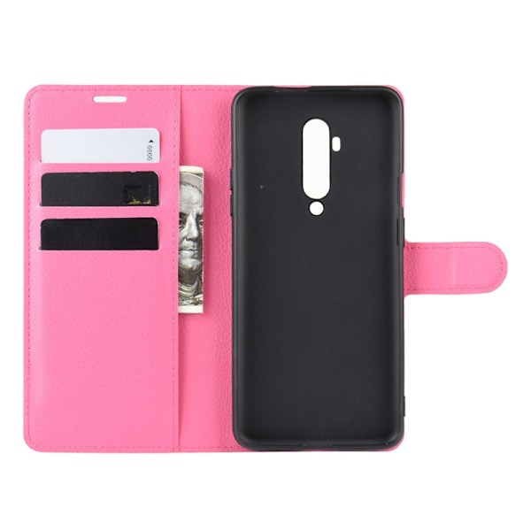 OnePlus 7T Pro - Litchi Plånboksfodral - Rosa Pink Rosa