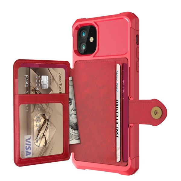 iPhone 12 / 12 Pro - Skal Med Magnetiskt Plånbok - Röd Red Röd