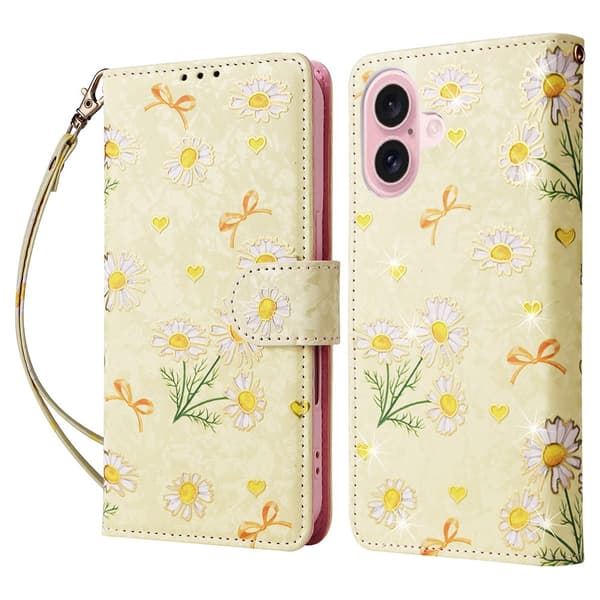 iPhone 17 Fodral RFID Läder Yellow Daisy