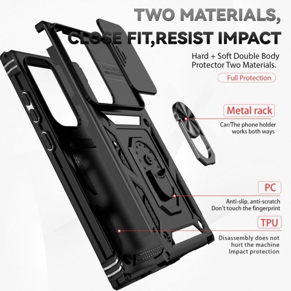 Samsung Galaxy S23 Ultra Skal Hybrid Ring CamShield Svart