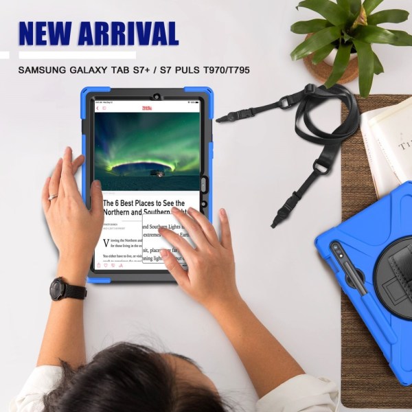 Galaxy Tab S8 / Tab S7 Skal 360° Hybrid Kickstand Med Strap