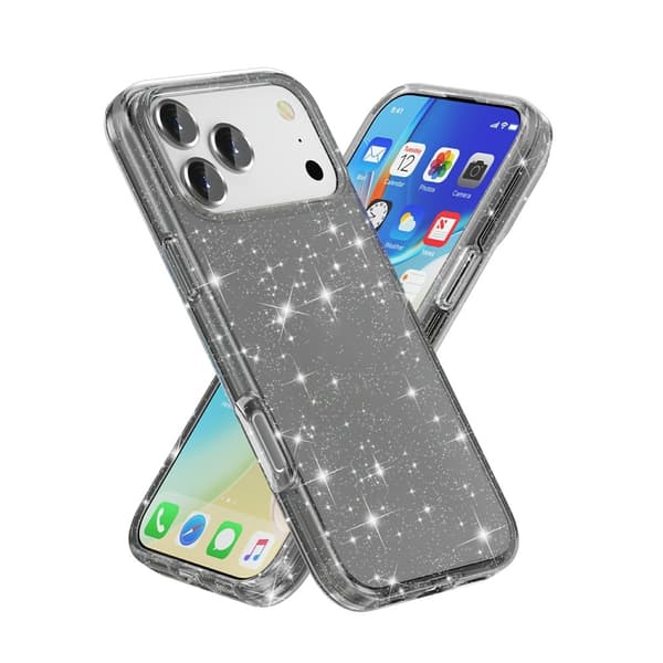 iPhone 17 Pro/18 Pro Skal Hybrid Glitter Svart
