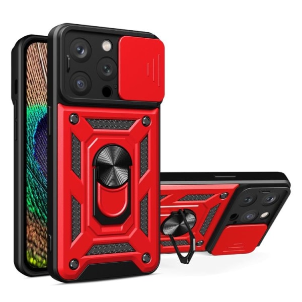 iPhone 15 Pro Max Skal CamShield Ring Hybrid Röd