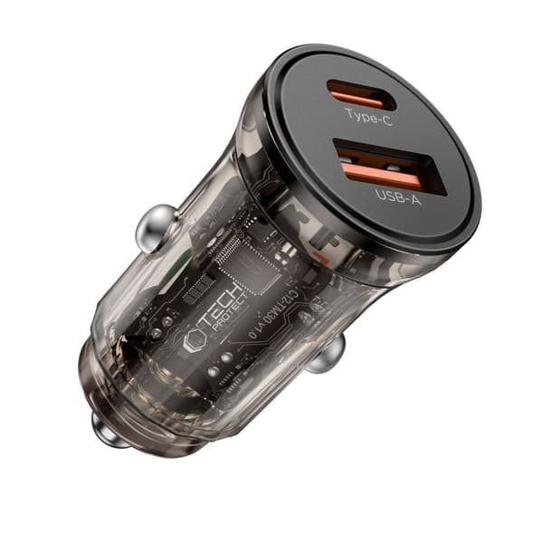 Tech-Protect 45W PD QC Billaddare USB-C / USB-A Svart