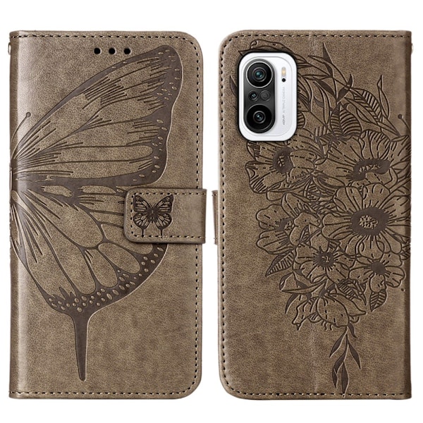 Xiaomi Mi 11i - Butterfly Läder Fodral - Grå grå