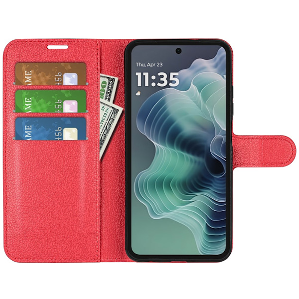 Motorola Moto G35 5G Fodral Litchi Läder Röd