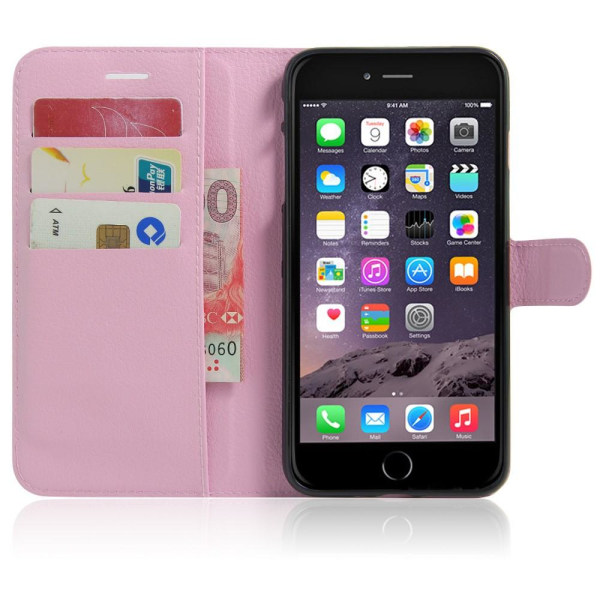 iPhone 7/8 Plus - Litchi Plånboksfodral - Ljus Rosa Ljusrosa