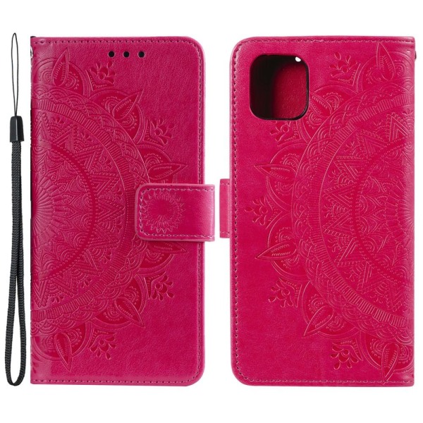iPhone 13 Pro - Mandala Läder Fodral - Rosa/Röd
