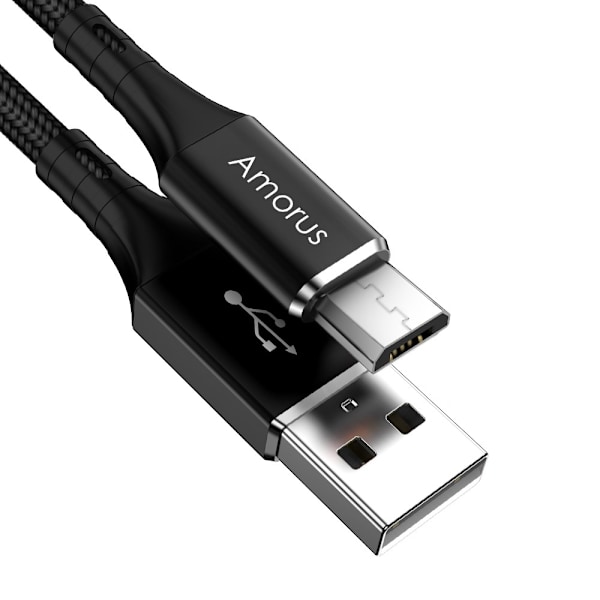 AMORUS MicroUSB 1 Meter - Svart Black Svart