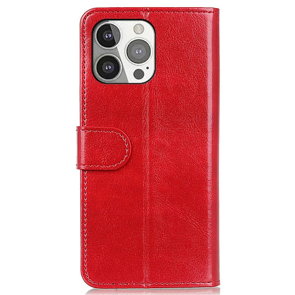 iPhone 13 Pro Fodral Crazy Horse Läder Röd Röd