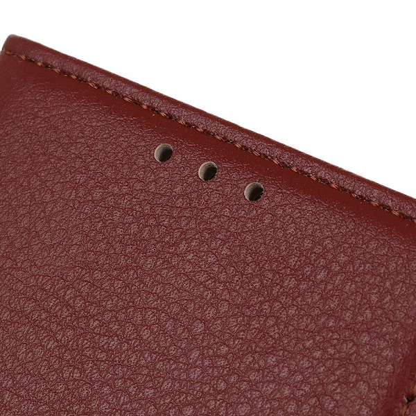 Motorola One Hyper - Litchi Plånboksfodral - Brun Brun