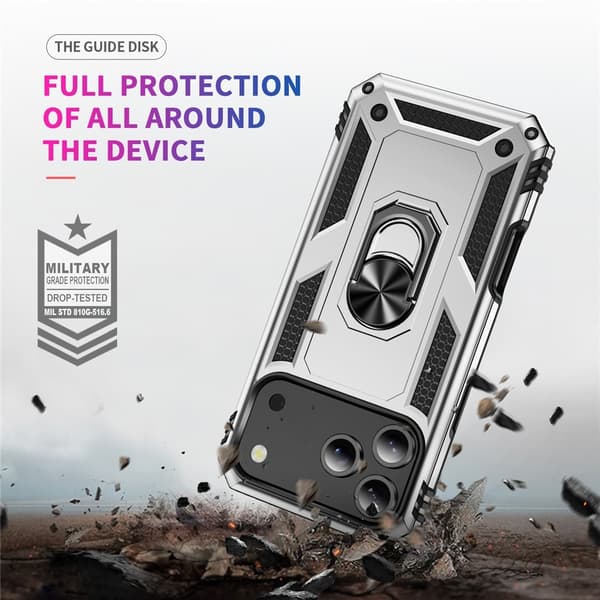 iPhone 17 Pro Skal Shockproof Hybrid Ring Silver
