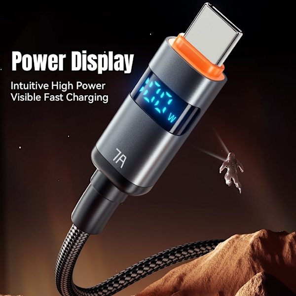 ESSAGER 2 m 100W 7A USB-C Laddningskabel Svart