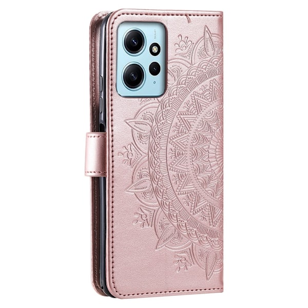 Xiaomi Redmi Note 12 4G Fodral Mandala Läder Roséguld