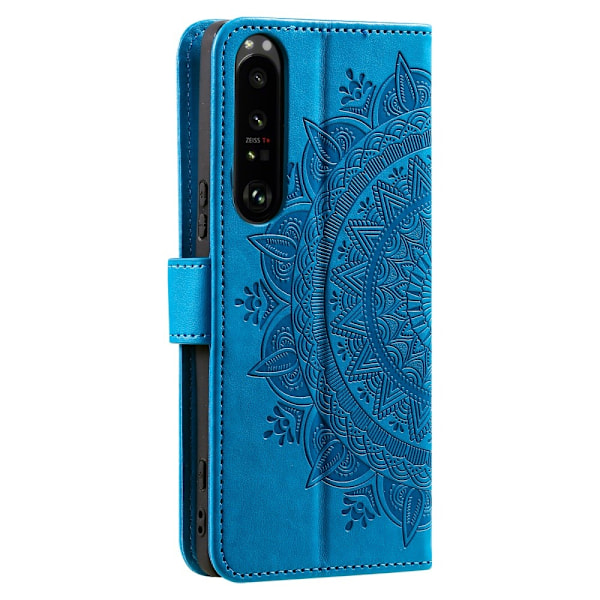 Sony Xperia 1 V Fodral Mandala Läder Blå