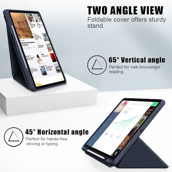 iPad Air 2025-2020 / Pro 11 Fodral Läder Origami Mörk Blå Mörkblå