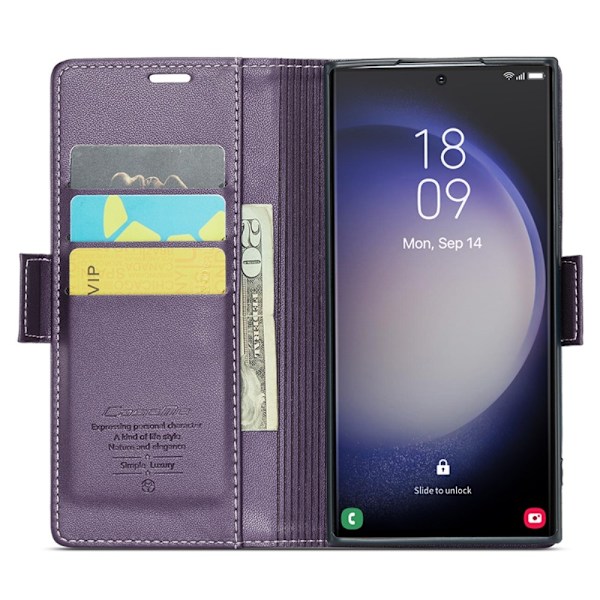 CASEME Galaxy S24 Ultra Fodral Slim Litchi Läder Lila