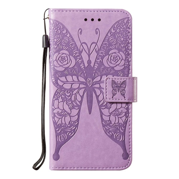 Samsung Galaxy A52 / A52s - Fjäril Textur Fodral - Lila Purple Lila