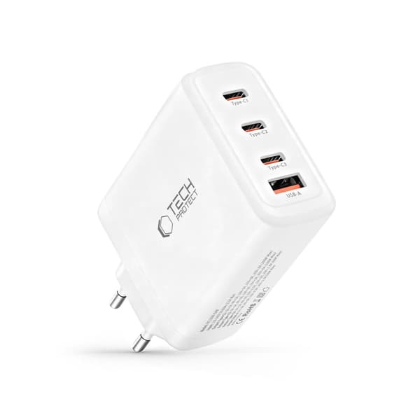 Tech-Protect 120W Väggladdare PD QC3.0 USB-C/USB-A Vit