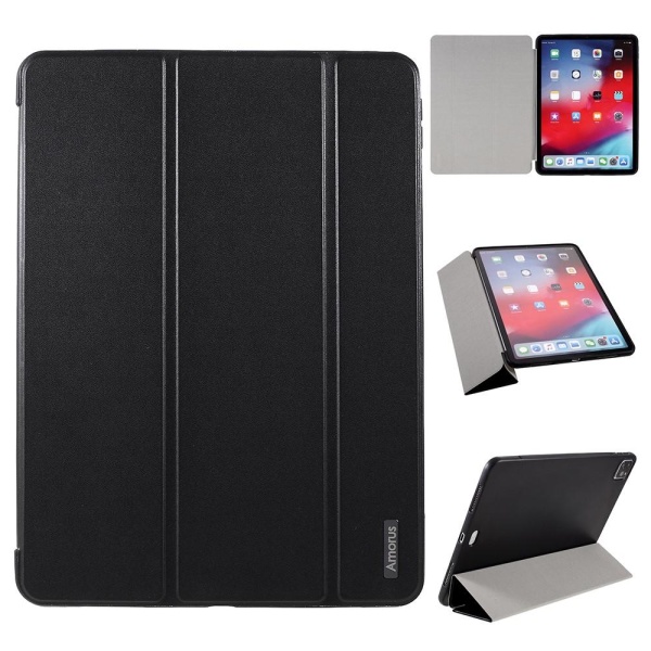 AMORUS iPad Air 2020/2022/2024 / Pro 11 2018/2020 Fodral Läder Tri-Fold Svart