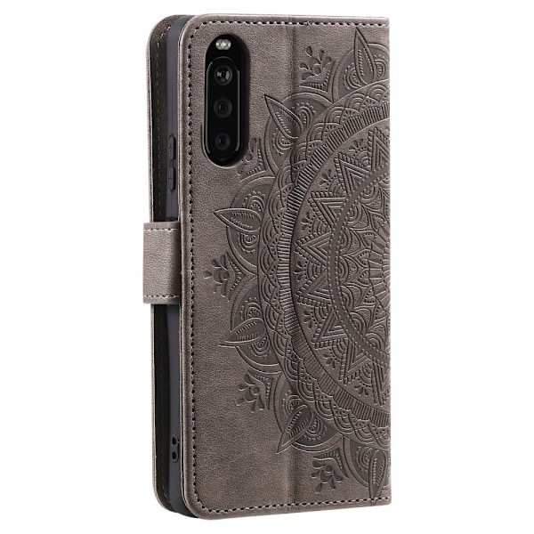 Sony Xperia 10 VI Mandala Läder Fodral Grå