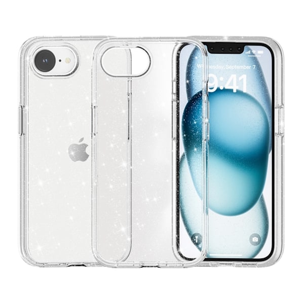 iPhone 16e Skal Glitter Shockproof Transparent