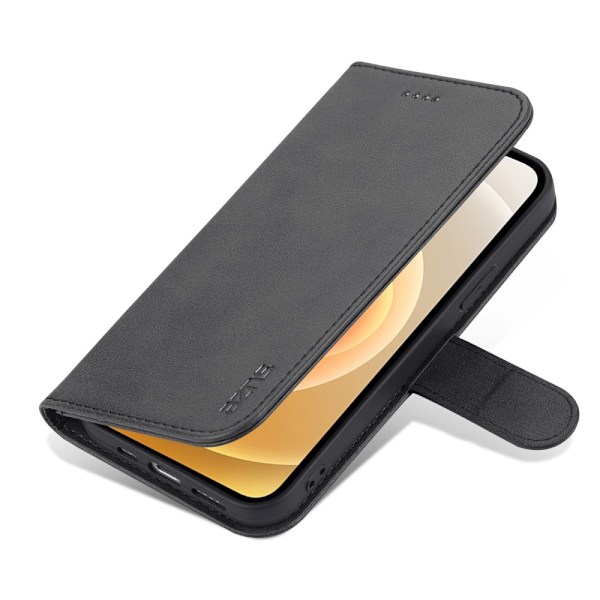 AZNS iPhone 12 Pro Max Fodral Läder Svart Svart