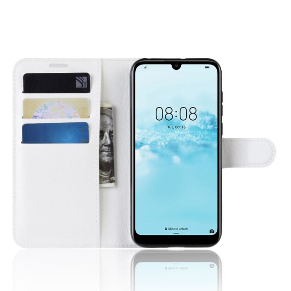 Huawei Y5 (2019) - Litchi Plånboksfodral - Vit White Vit