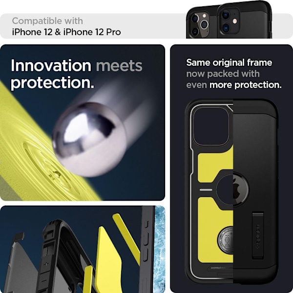 iPhone 12 / 12 Pro - Spigen Tough Armor Skal - Svart Black Svart