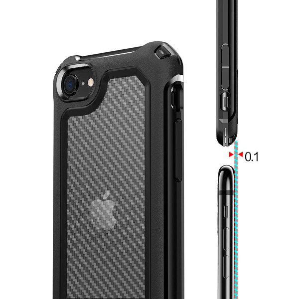 iPhone 7/8/SE (2020/2022) - Shockproof Kolfiber Textur Skal - Sv