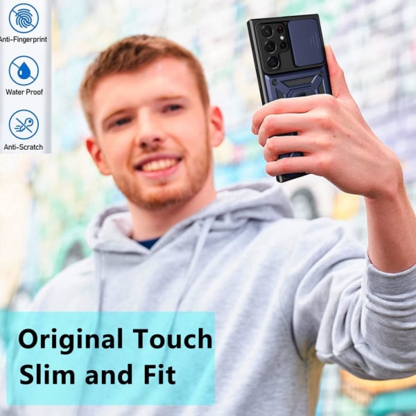 Samsung Galaxy S23 Ultra Skal Ring CamShield Blå