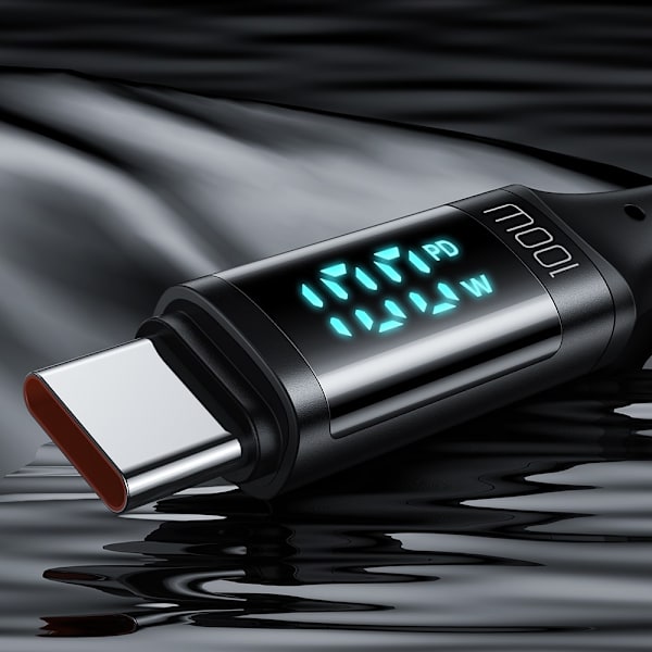 Mcdodo 1.2m 100W USB-C - USB-C LED Snabbladdning Svart