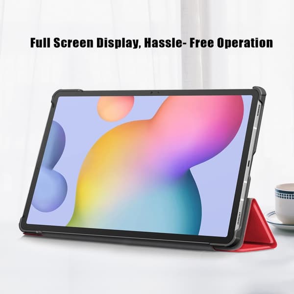 Galaxy Tab S7 FE/S7 Plus/S8 Plus Tri-Fold Läder Fodral Röd Röd