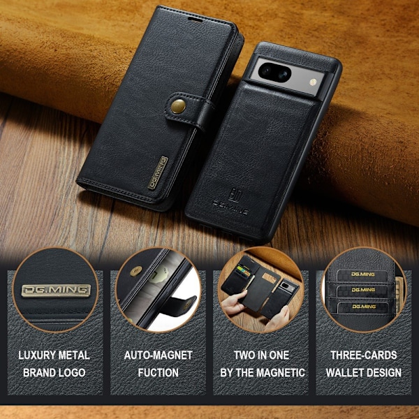 DG.MING Google Pixel 7A 2in1 Magnet Fodral / Skal Svart