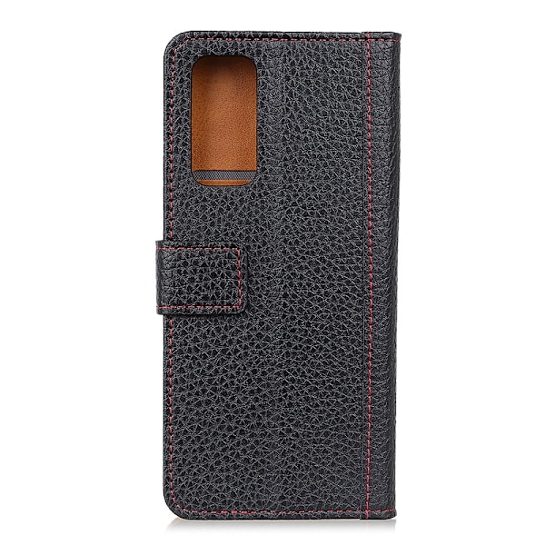 Samsung Galaxy A72 - Litchi Läder Fodral - Svart Black Svart