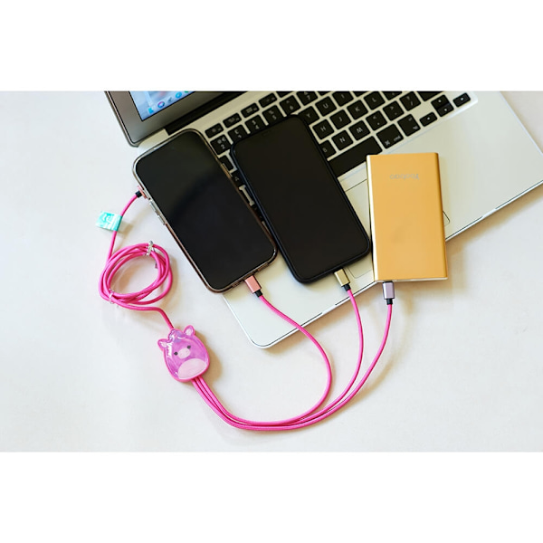 Squishmallows Laddningskabel 1,2m  3in1 USB-C/Micro/Lightning Lola