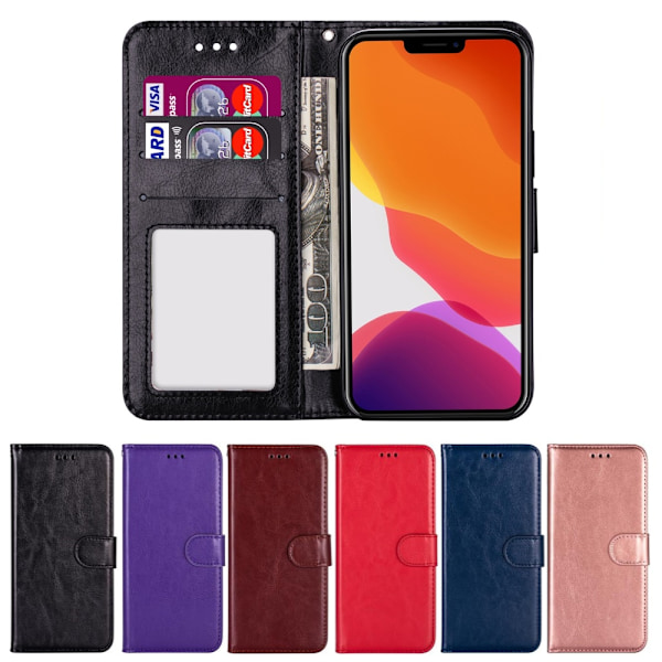 iPhone 13 Pro Fodral Crazy Horse Läder Svart Svart