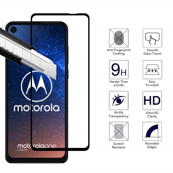 Motorola One Vision - 2-Pack härdat glas - Heltäckande skärmskydd