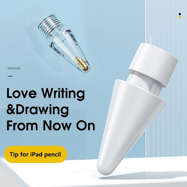 ESSAGER 6-PACK Ersättning Pennspets Apple Pen 1/2/Pro Vit/Transparent
