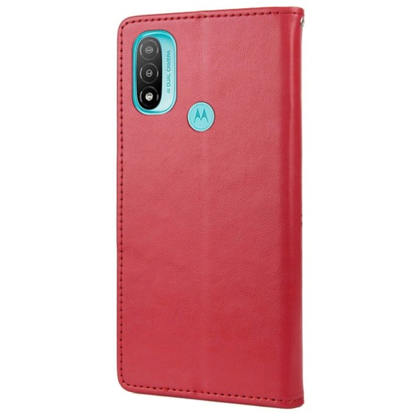 Motorola Moto E20 / E40 Fodral Tryckt Fjäril Textur Röd