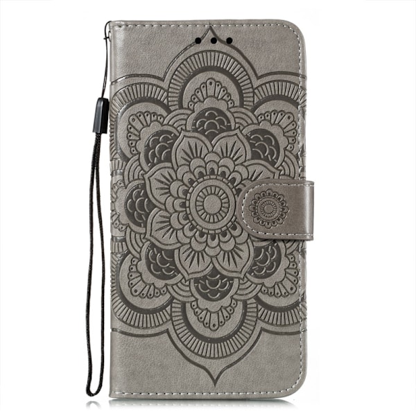 Samsung Galaxy S21 - Mandala Läder Fodral - Grå Grey Grå