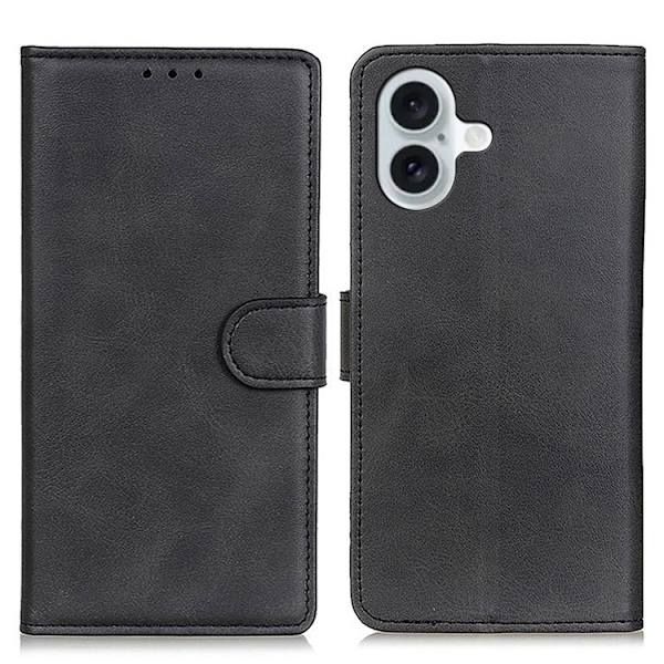 iPhone 17 Plånboksfodral Läder Svart