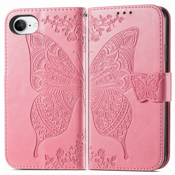 iPhone 16e Fodral Med Fjäril Tryck Rosa