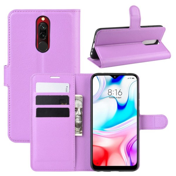 Xiaomi Redmi 8 - Litchi Plånboksfodral - Lila Purple Lila
