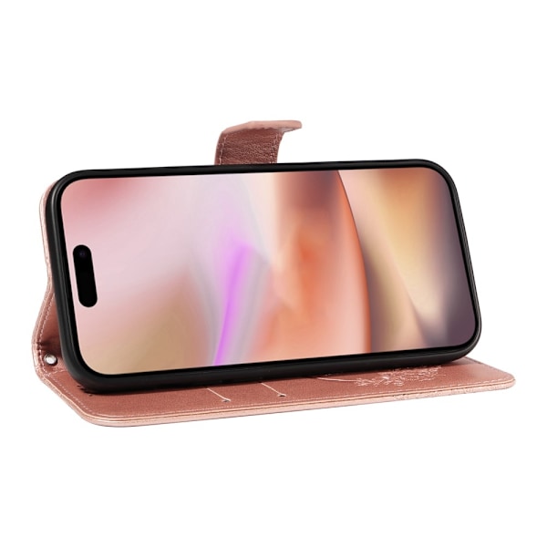iPhone 16 Plus Fodral Med Fjäril Tryck Roséguld